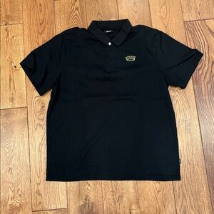 Malbon Black Polo Shirt with Gold Crown Logo. Like new condition!